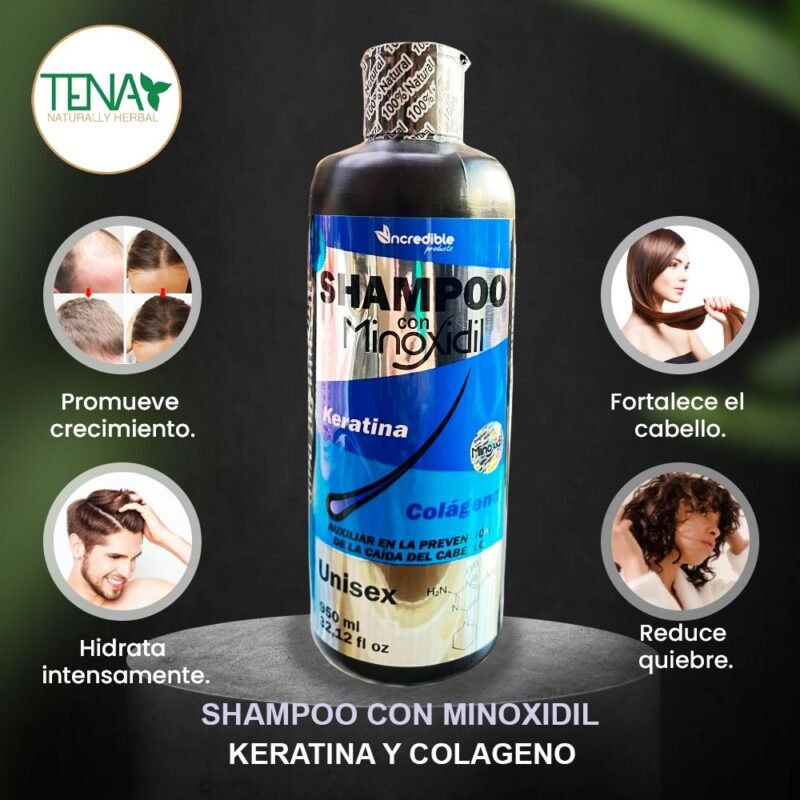 Shampoo con Minoxidil Keratina y Colageno