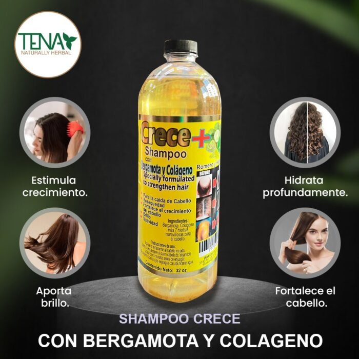 Shampoo Crece Con Bergamota y Colageno